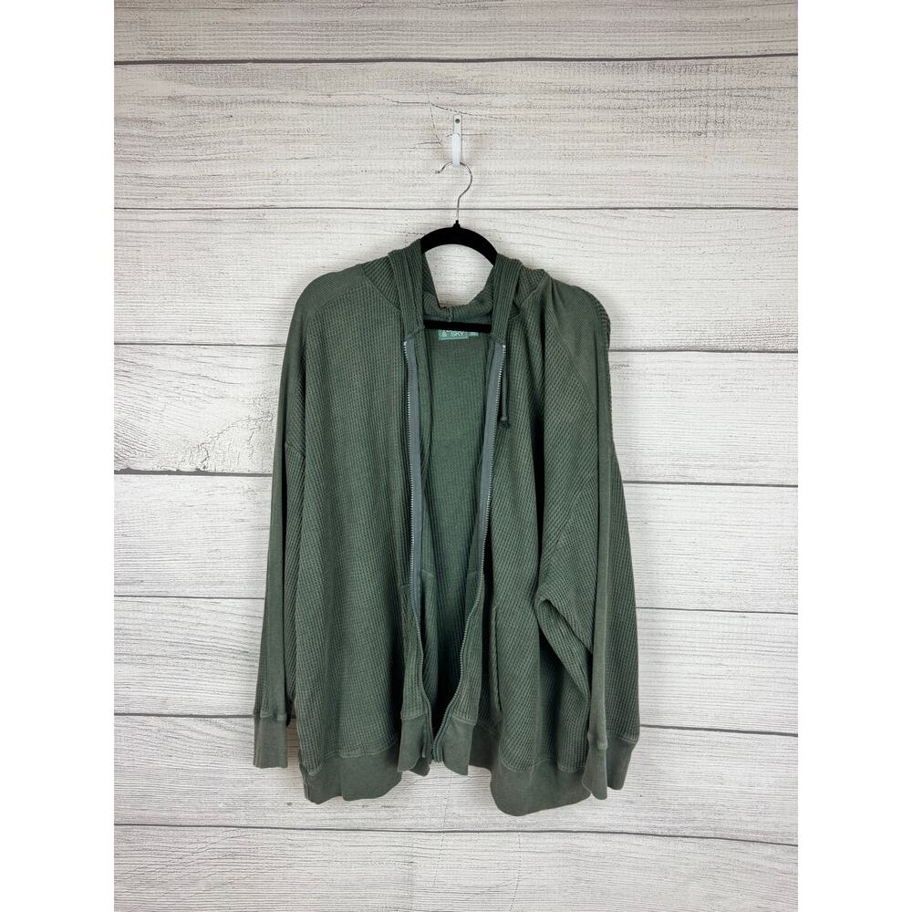 Terra & Sky Plus Size Green Washed Waffle Knit Matching Lounge Set Size 3X/4X - Picture 2 of 15